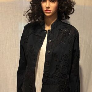 Chico's Black Blazer with Structured Silhouette size 1 (S)